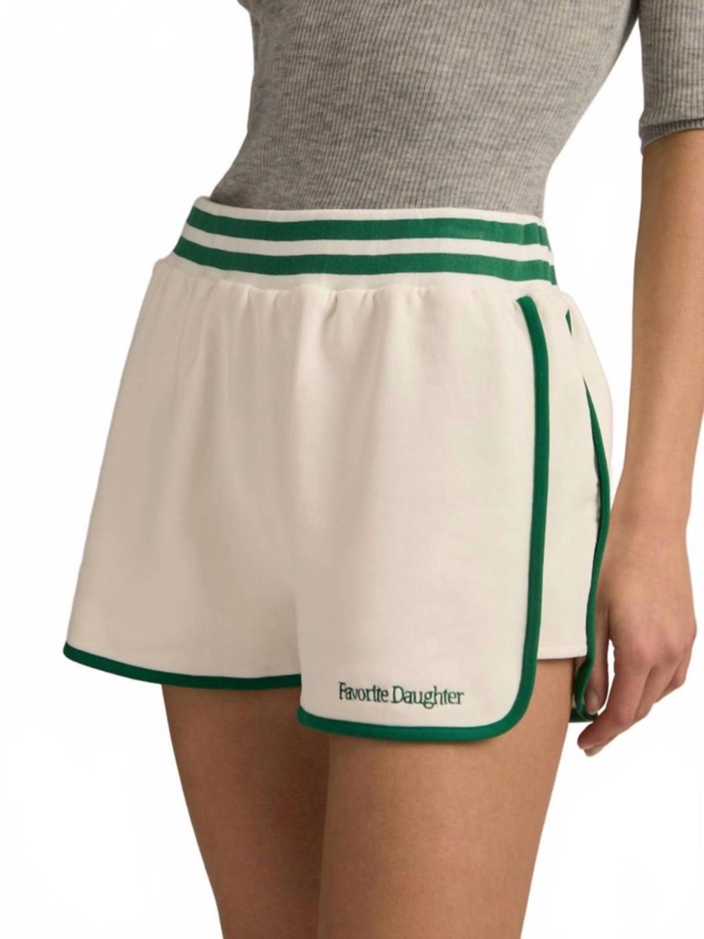 Favorite Daughter Cream Shorts with Green Trim - Picture 3 of 5